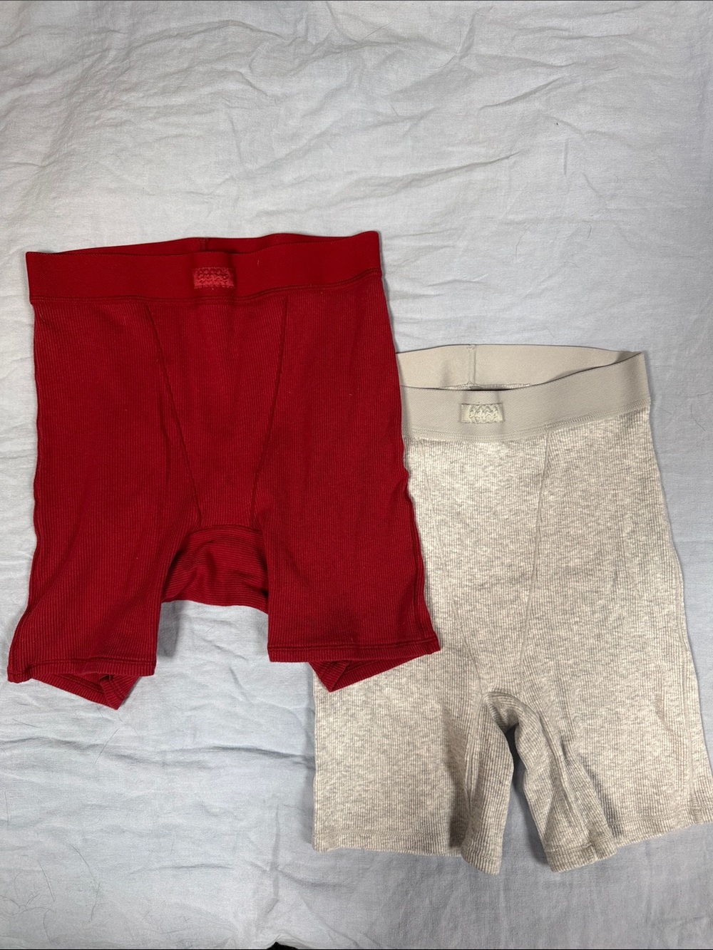 SKIMS Women’s Ribbed Boxer Pack - Red & Light Heather